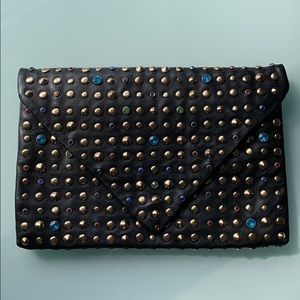 Forever21 envelope clutch w/ gold studs and jewels